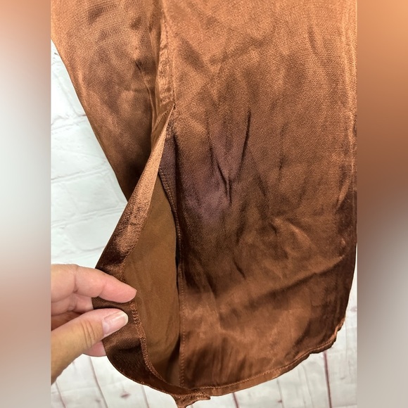 Forever 21 Contemporary bronze satin viscose midi length slip dress, sz XS, NWT - Picture 9 of 9